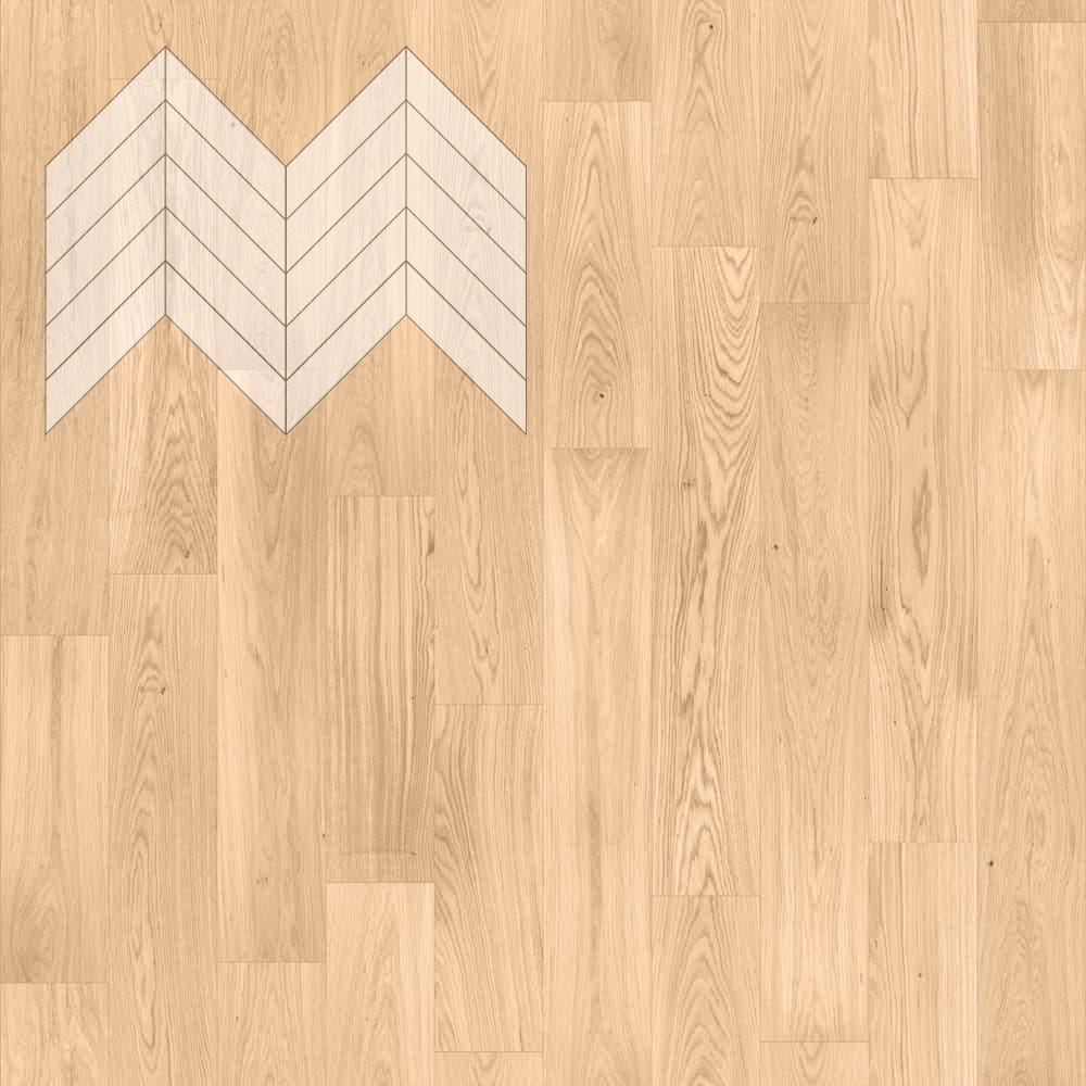 Паркет Елка Французская Lab Arte Chevron Дуб Рустик Блонд лак 600/490х110х14/3/45°