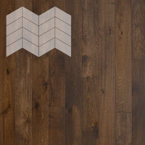 Паркет Елка Французская Lab Arte Chevron Дуб Рустик Коньяк лак 400/313х150х14/3/60° в интерьере