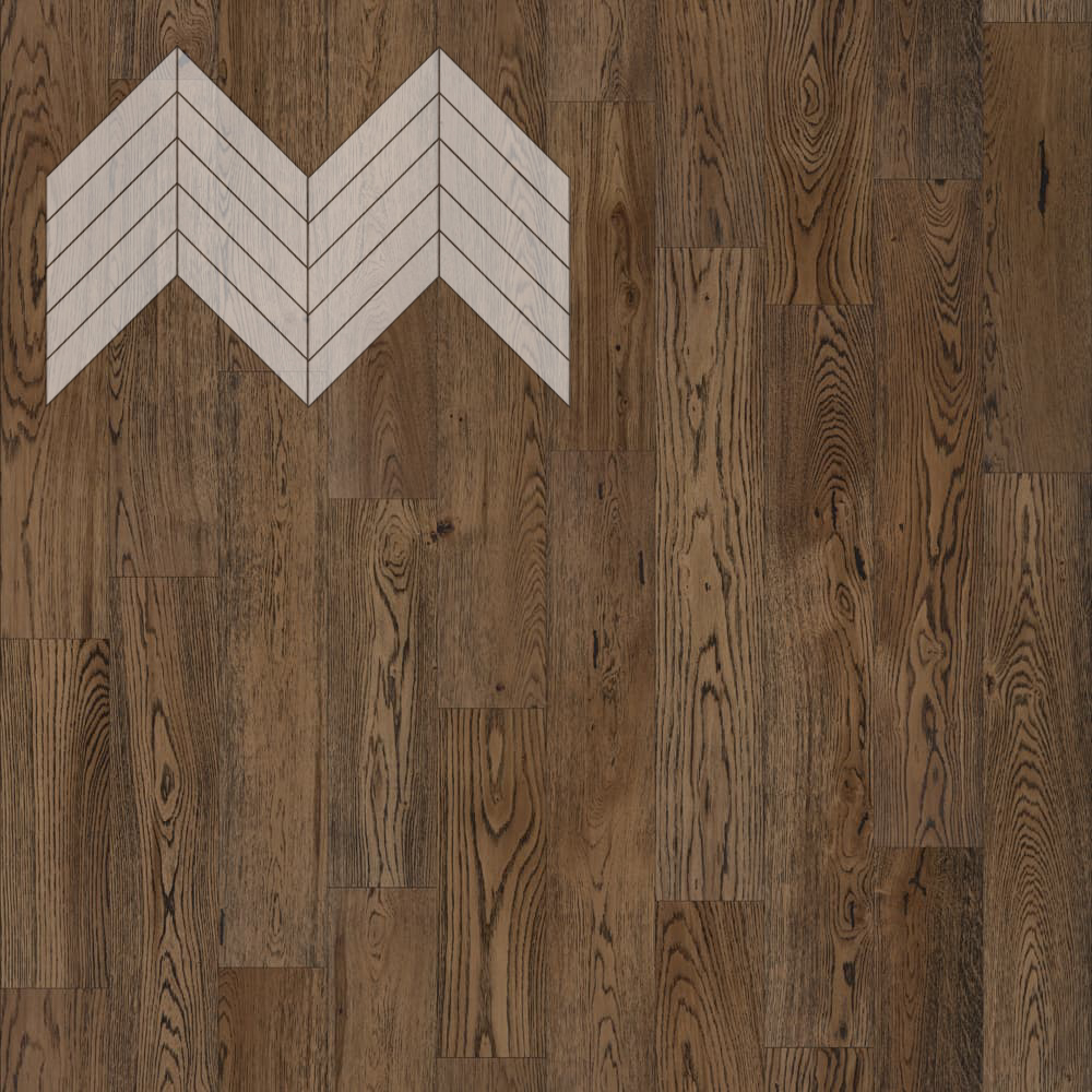 Паркет Елка Французская Lab Arte Chevron Дуб Натур Затертый лак 600/510х90х14/3/45°